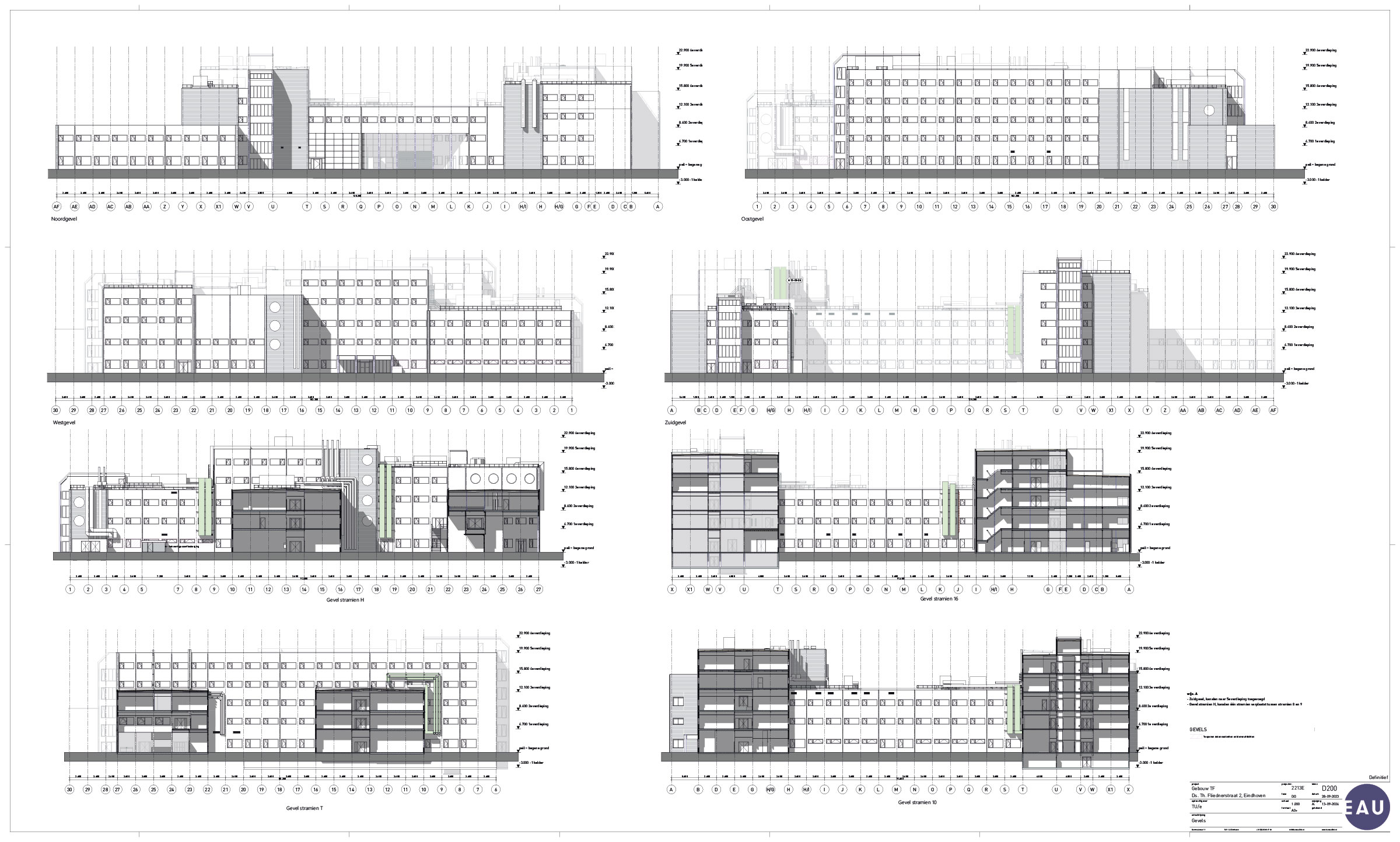 Vector TF gebouw TU/e, gevels